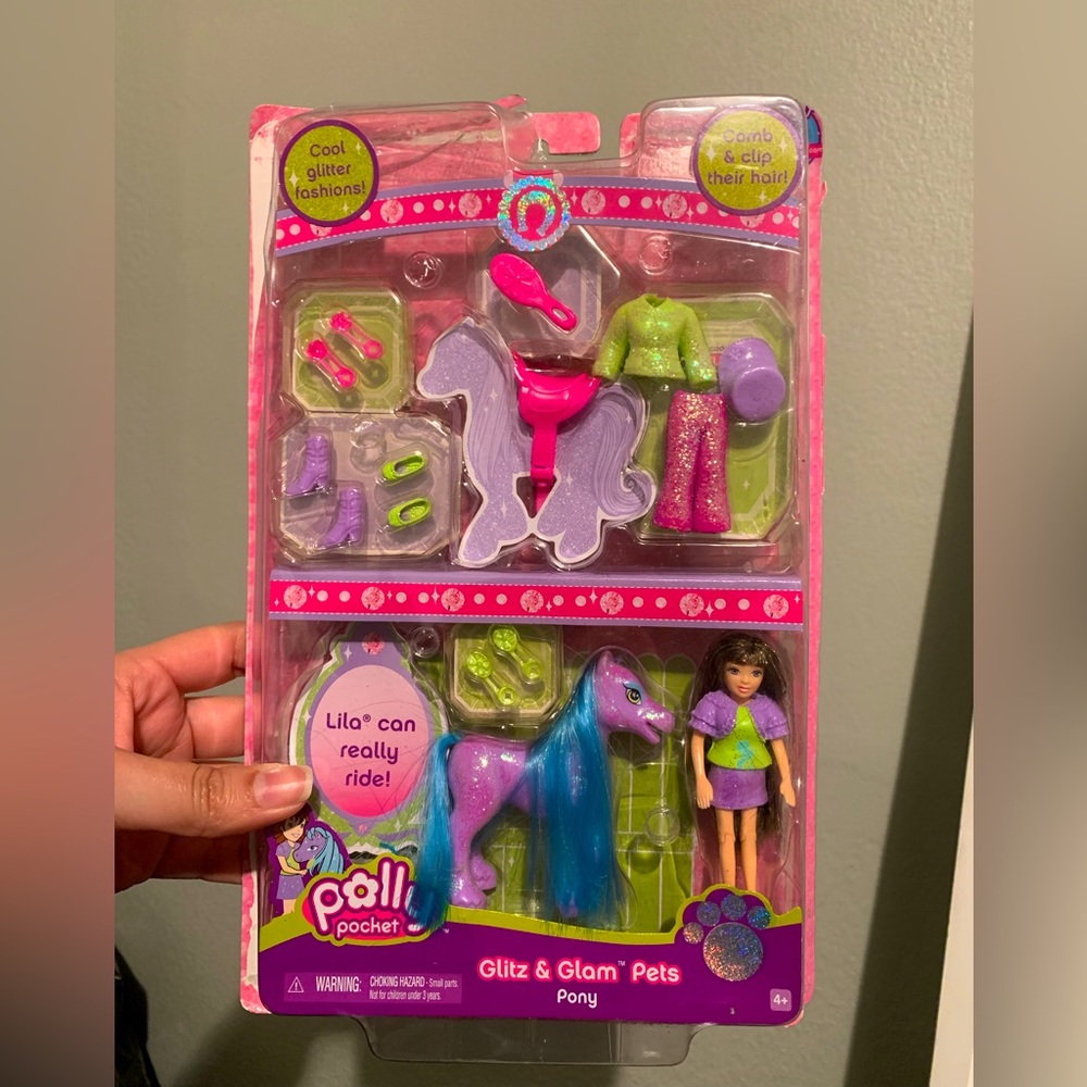 Polly Pocket Glitz & Glam Pets Doll  "Polly" PINK Glitter Pony 2007